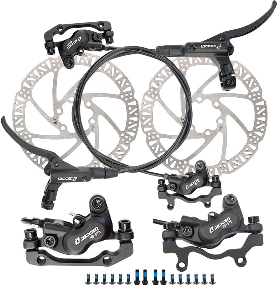 Zoom HB876 4-Piston Pre-Bled Hydraulic Disc Brake Set for Mountain Bike, Bike Di