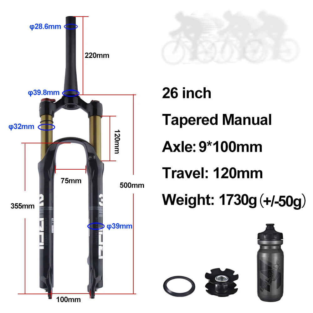 26/27.5/29Inch Mountain Bike Air Supension Frok 120mm Air and Oil Remote QR Fork