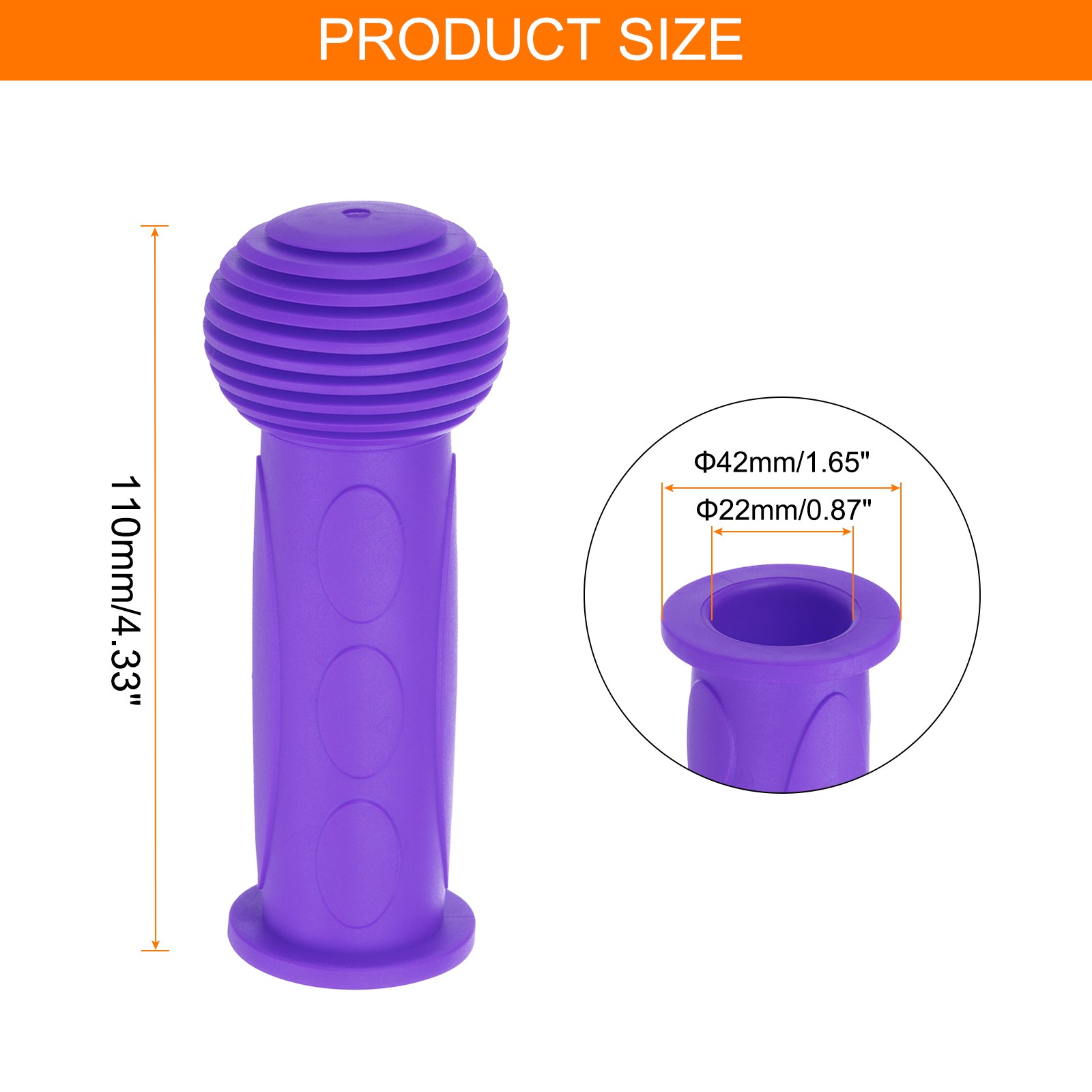2pcs Bike Handlebar Grips 4.33″ Non-Slip Rubber Mushroom Grips Fit 7/8″,Purple