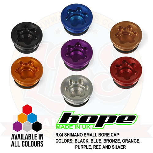 Hope RX4 Small Bore Cap For Shimano Mineral Oil Brake – All Colors – Brand New