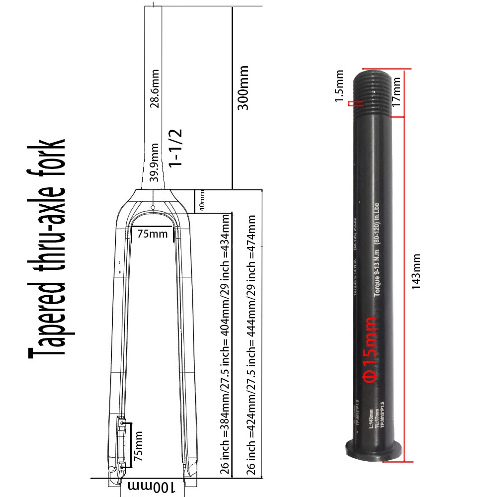 Carbon MTB Bike Rigid Fork ​ Cycling Front Fork 26er 27.5er 29er 1-1/8 To 1-1/2