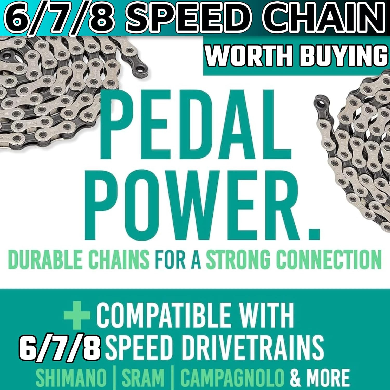 6/7/8 Speed Bicycle Chain 1/2″ X 3/32″ 116 Links Chain BMX Chain 7 Speed Bike Ch
