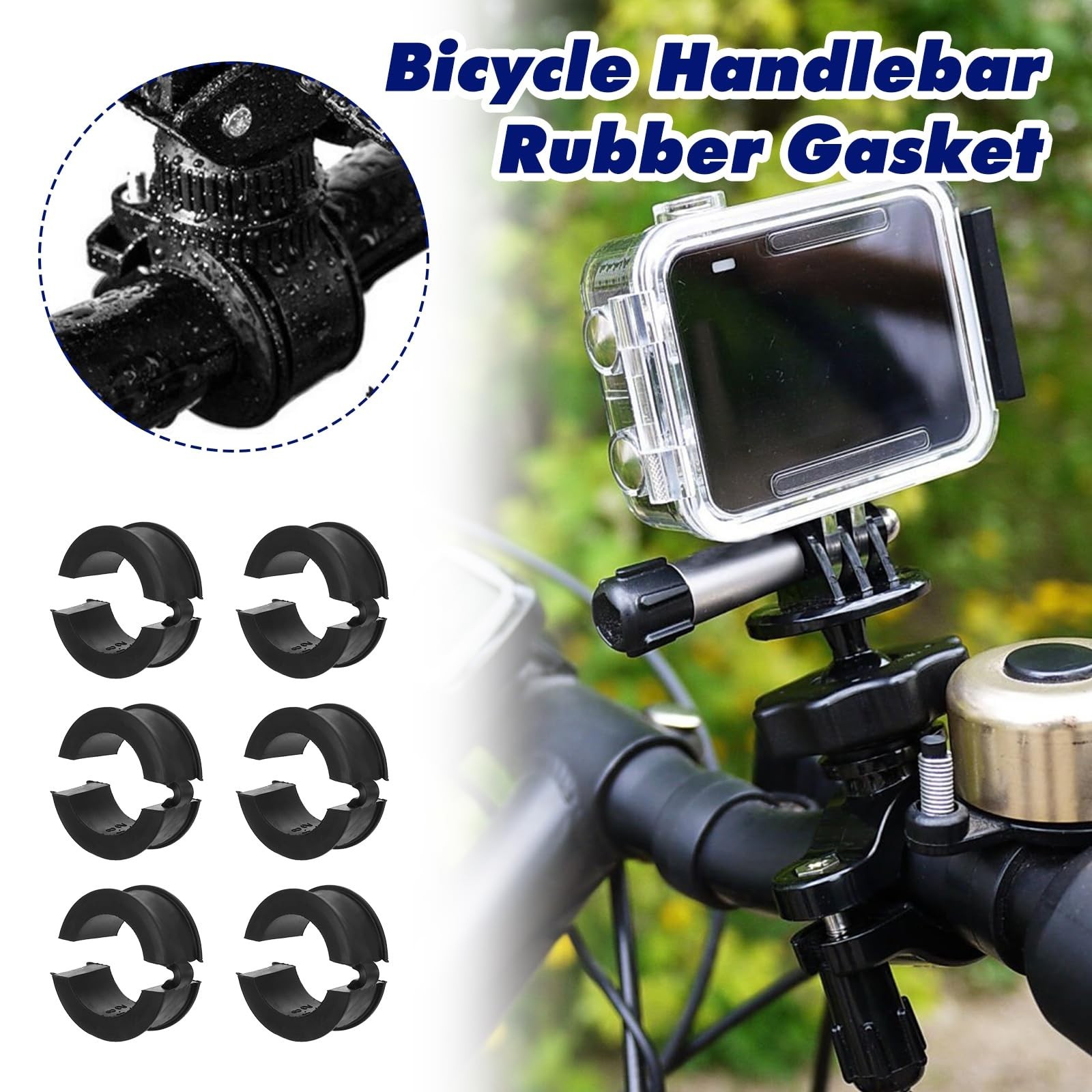 12PCS Anti-Vibration Bicycle Handlebar Rubber Gaskets & 2 Long Spacers, Non-Slip