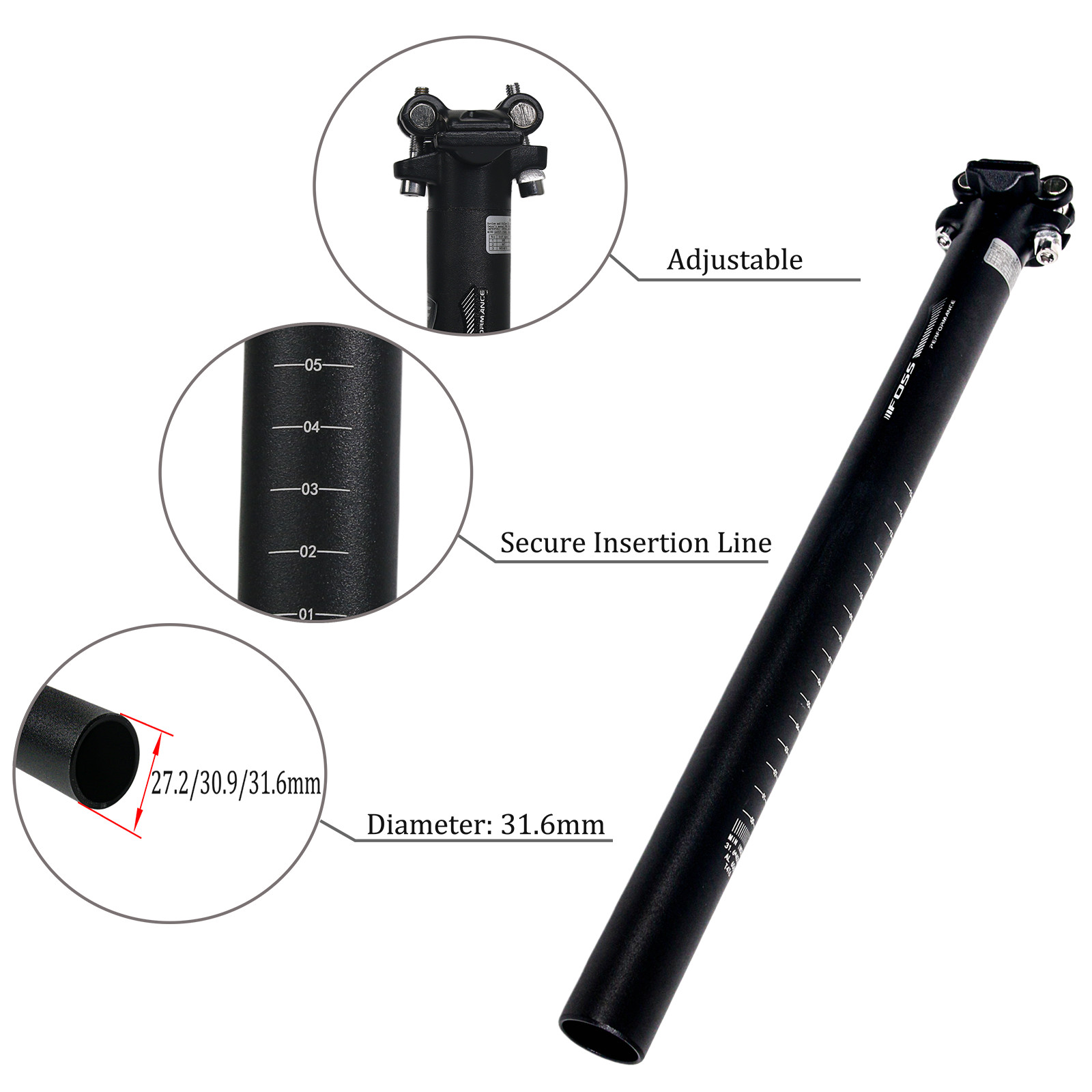 MTB Road Cycling 27.2/30.9/31.6*400MM Seatpost Bicycle Seat Post Tube Aluminum