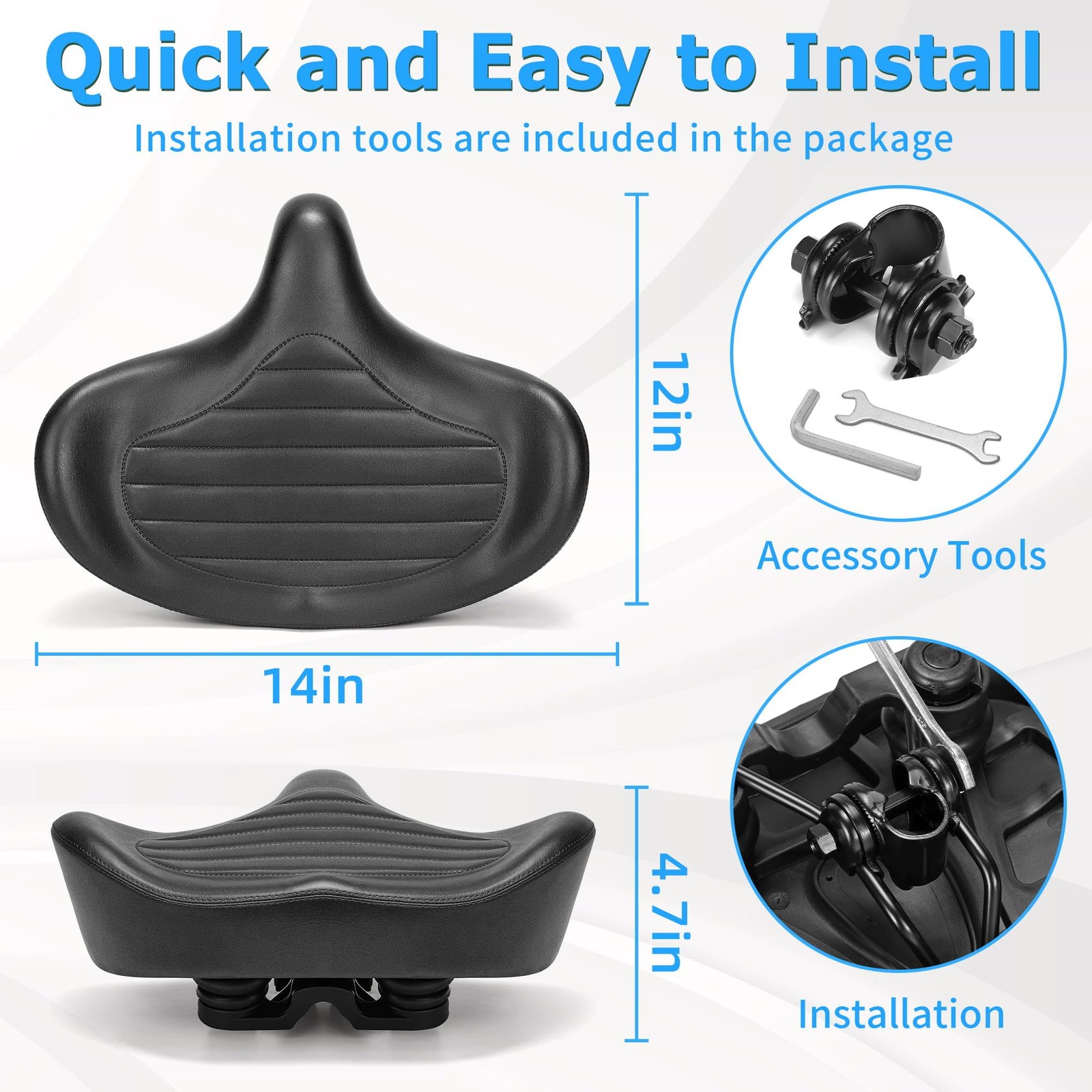 CDYWD Oversized Bike Seat for Men & Women Comfort, Extra Wide Bicycle Seat Cu…