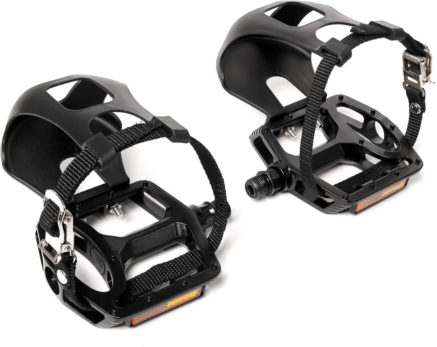 Bike Pedals with Toe Cages and Straps – Bicycle Toe Clips Cage Compatible with R