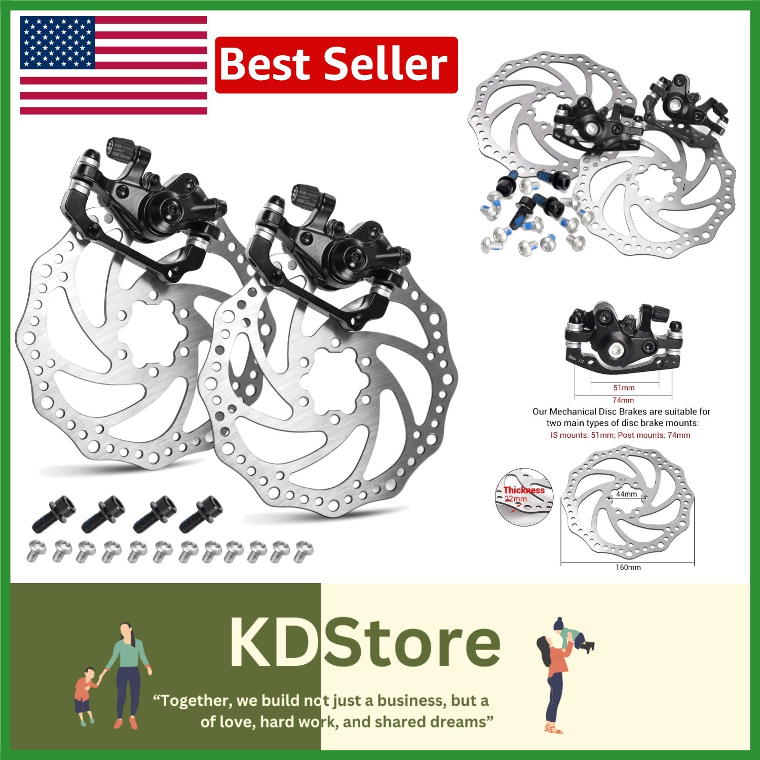 High-Performance 2PCS 160mm MTB Disc Brake & Caliper Set – 6-Bolt Compatibility
