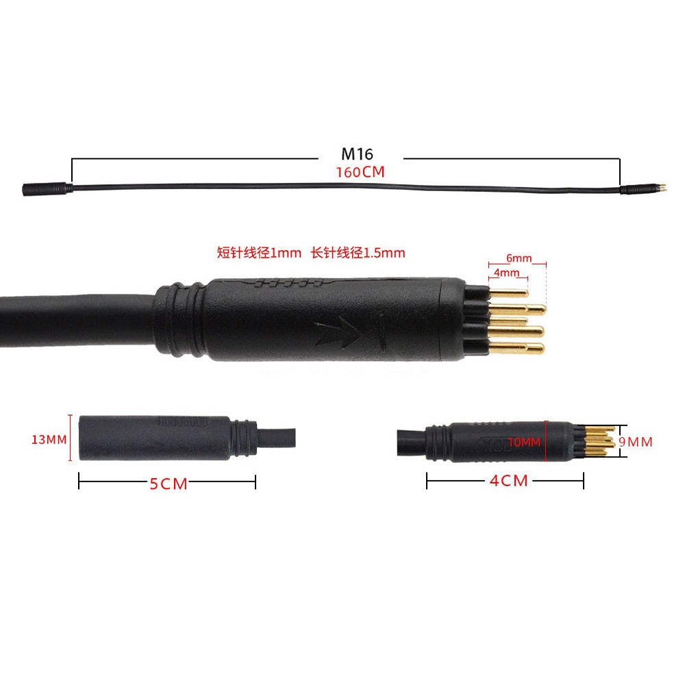 E-Bike 160cm 9 pin Waterproof Motor Cable Male to Female Extension Cable Parts