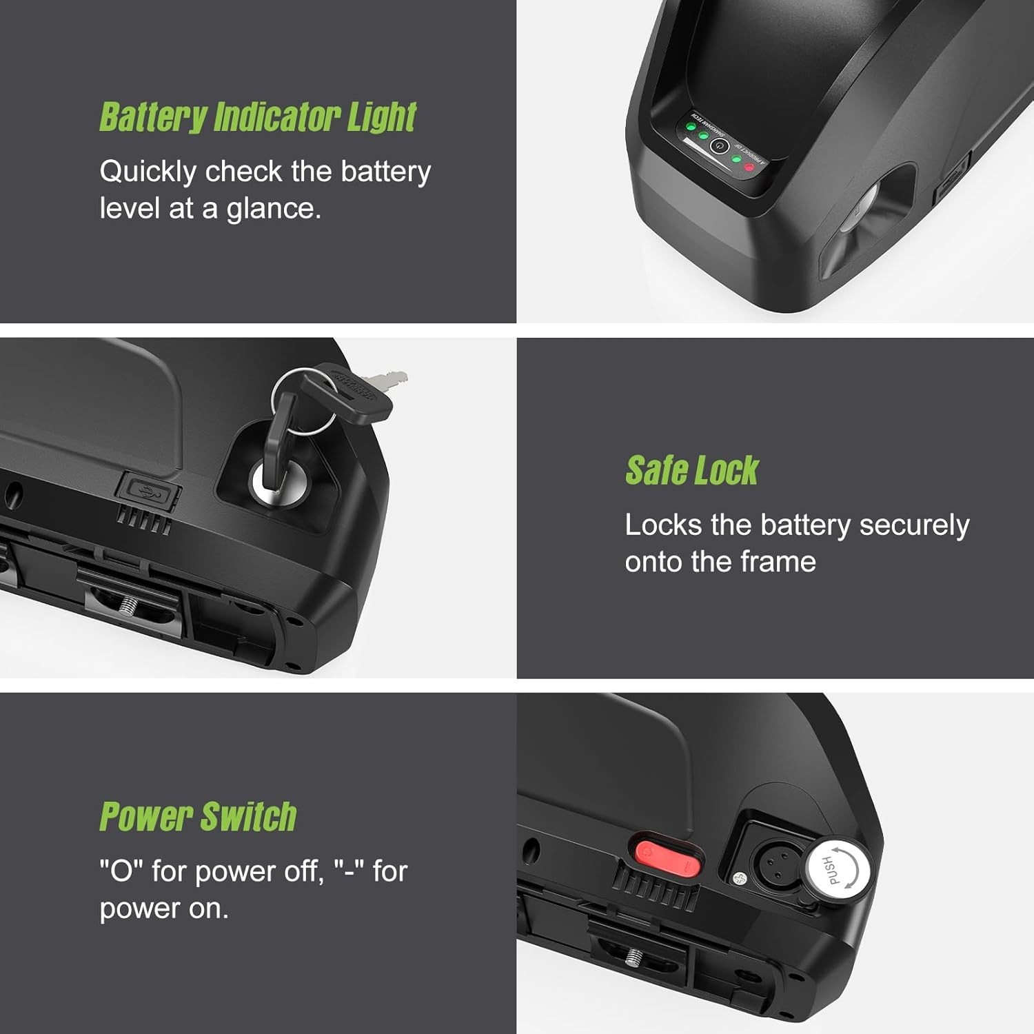48V/52V Electric Bicycle Li-oin Battery Rechargeable for 200W-1920W Ebike USA