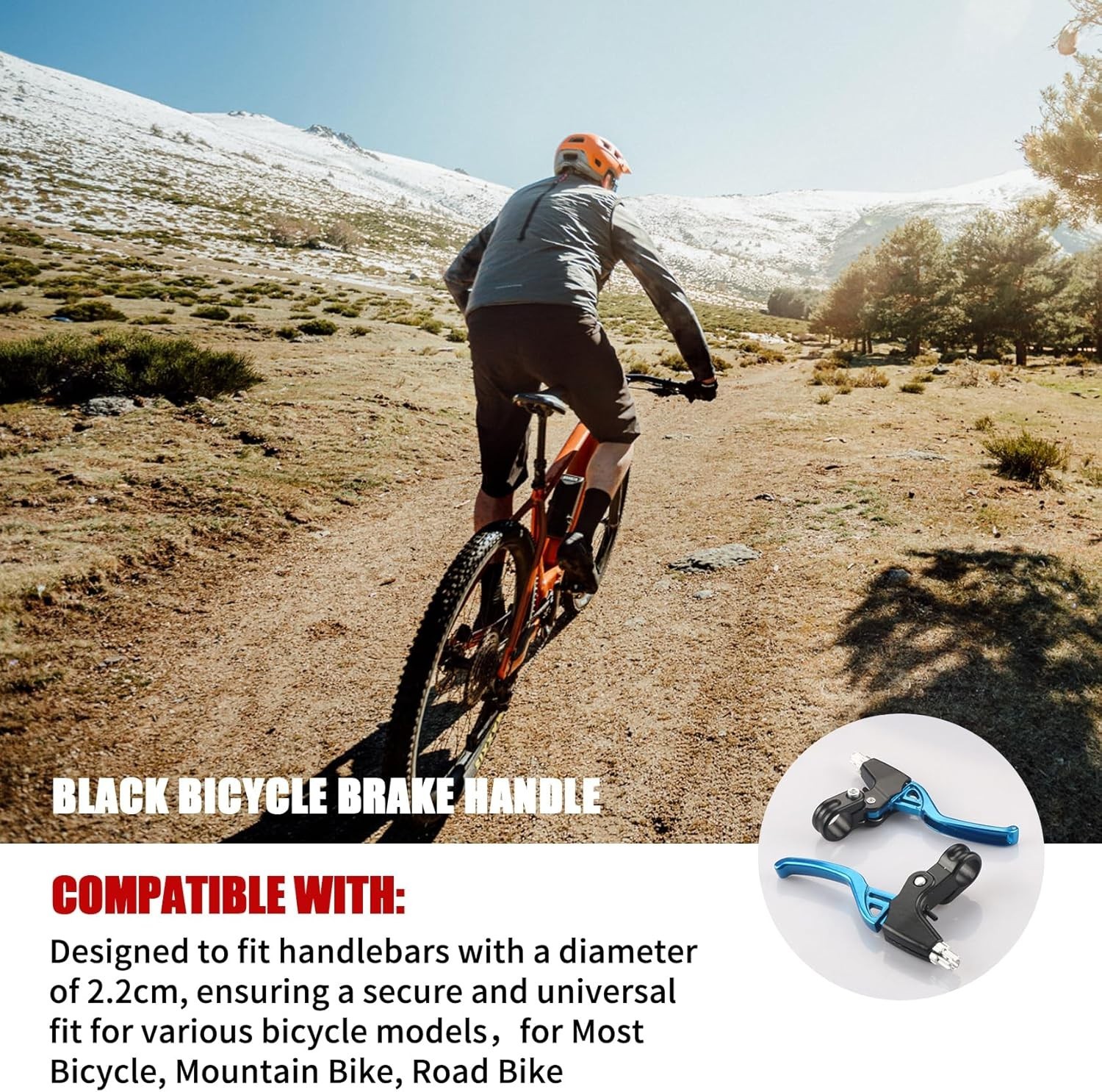 Bike Brake Levers Aluminum Alloy V-Brake 2.2cm Handlebar Blue 1 Pair