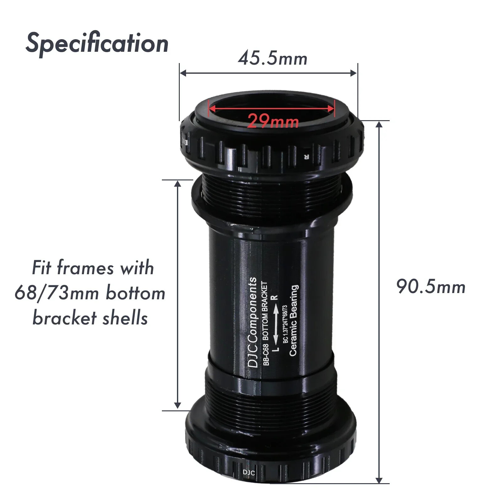 DJC Bike Sealed Ceramic Steel Bearing for SRAM DUB Bottom Bracket 68/73mm 29mm