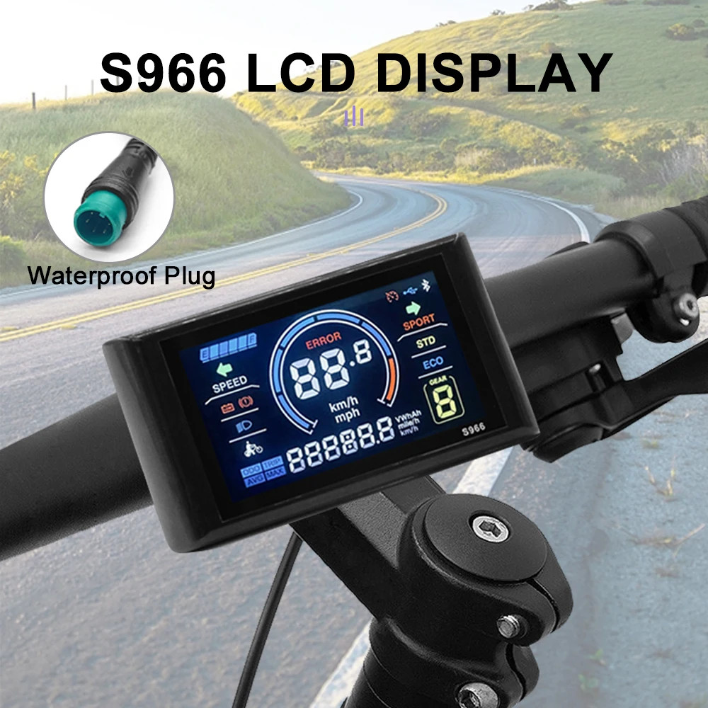 E-bike Display S866 S900 UKC1 LCD Display 24V-48V SM/Waterproof Connection Plug
