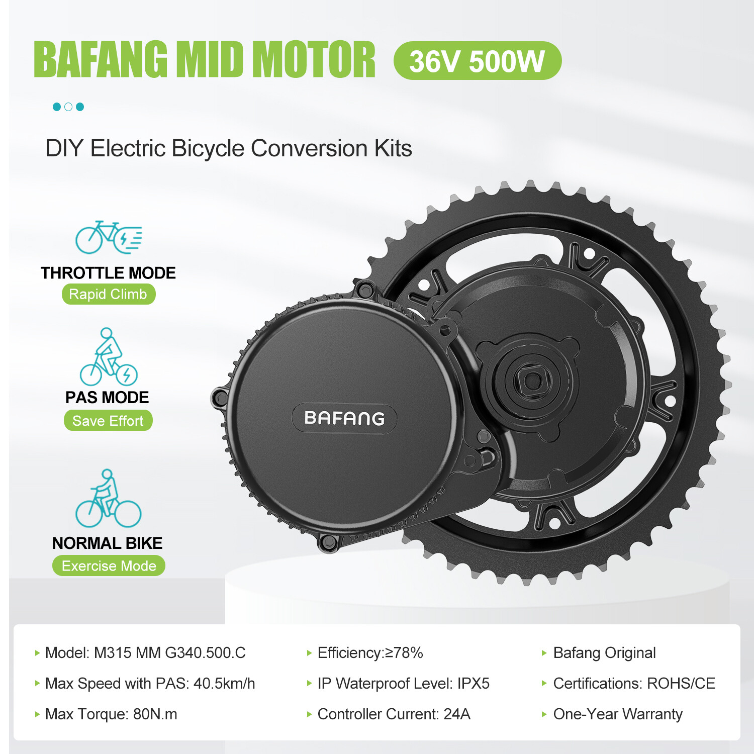 36V/48V/500/750W Bafang Mid Drive Motor 68-73MM DIY Ebike Conversion Kits USA