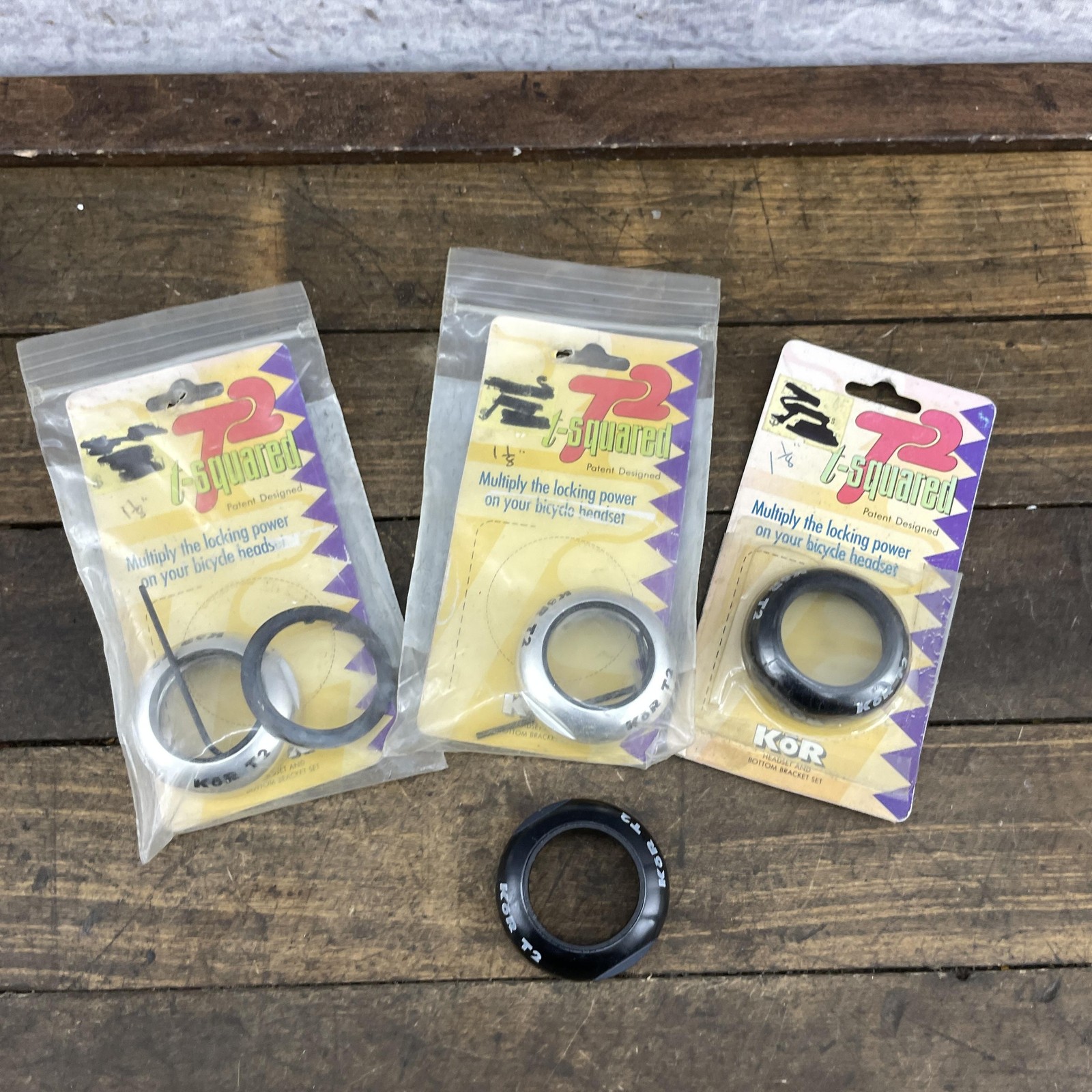 Vintage KOR T2 T-Squared 1 1/8″ Bicycle Headset Lock Threaded Set Lot MTB