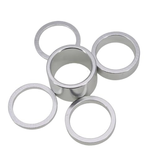 5 Pieces Bike Headset Alu Spacer Bicycle 25.4mm 1 Inch 1 20 10 5 3 2 mm, Silver