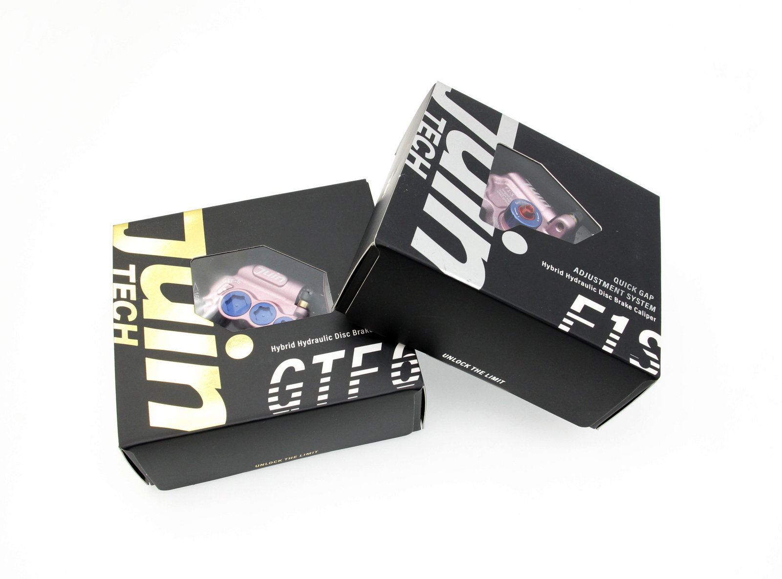 Juin Tech GTF6 Cyclocross Bike 6-Piston Hydraulic Brake Caliper Set Pink
