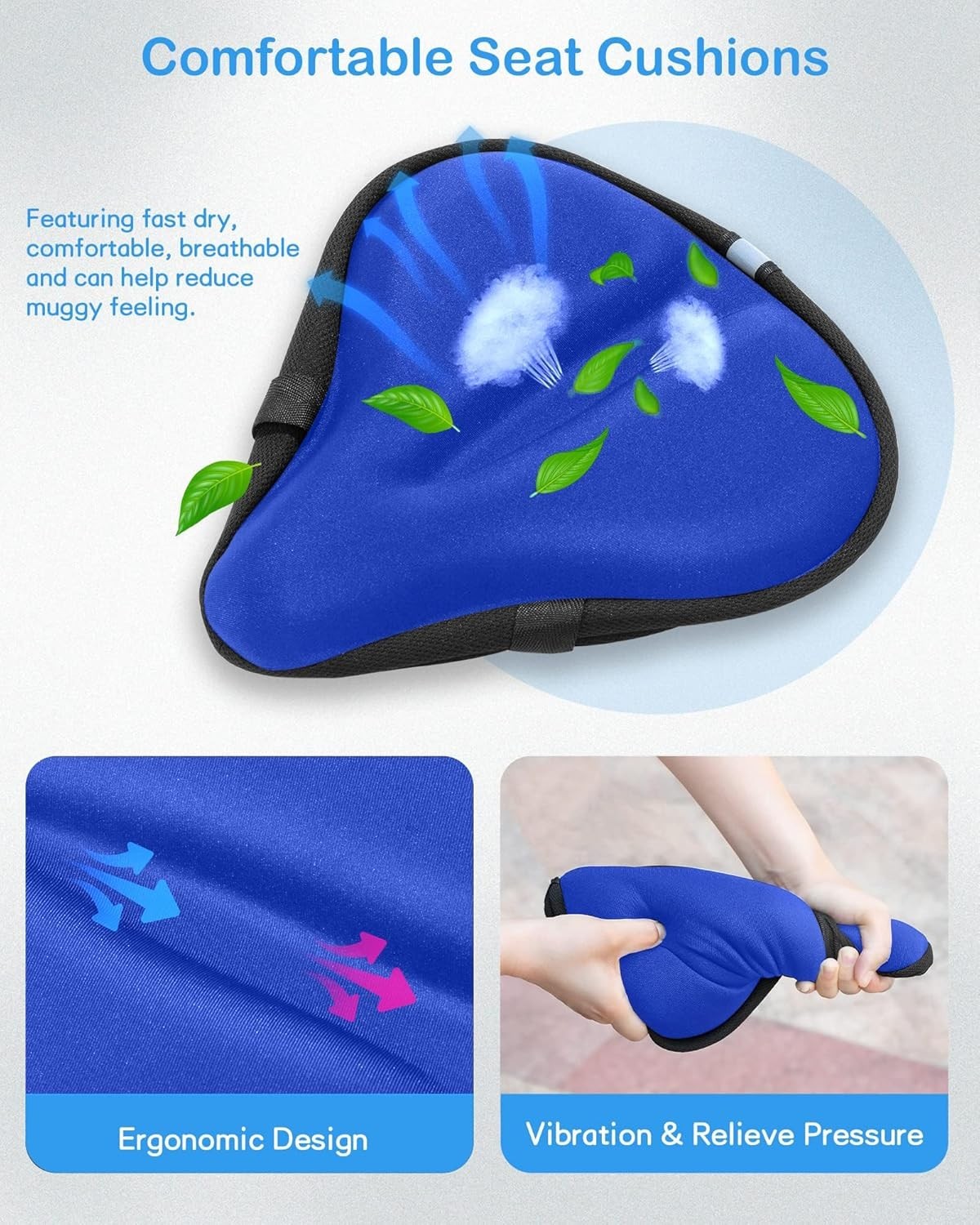 Comfortable and Protective Gel Bike Seat Cover – 11×10 inches, Breathable Design