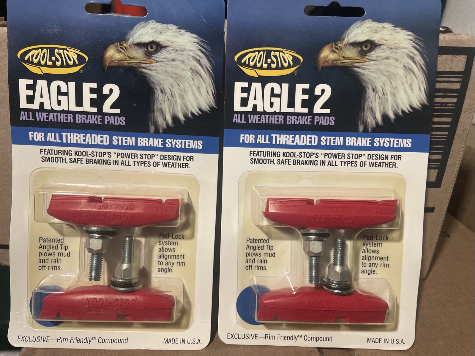 2 Sets Kool Stop Eagle-Claw 4 Pads, Threaded – Salmon