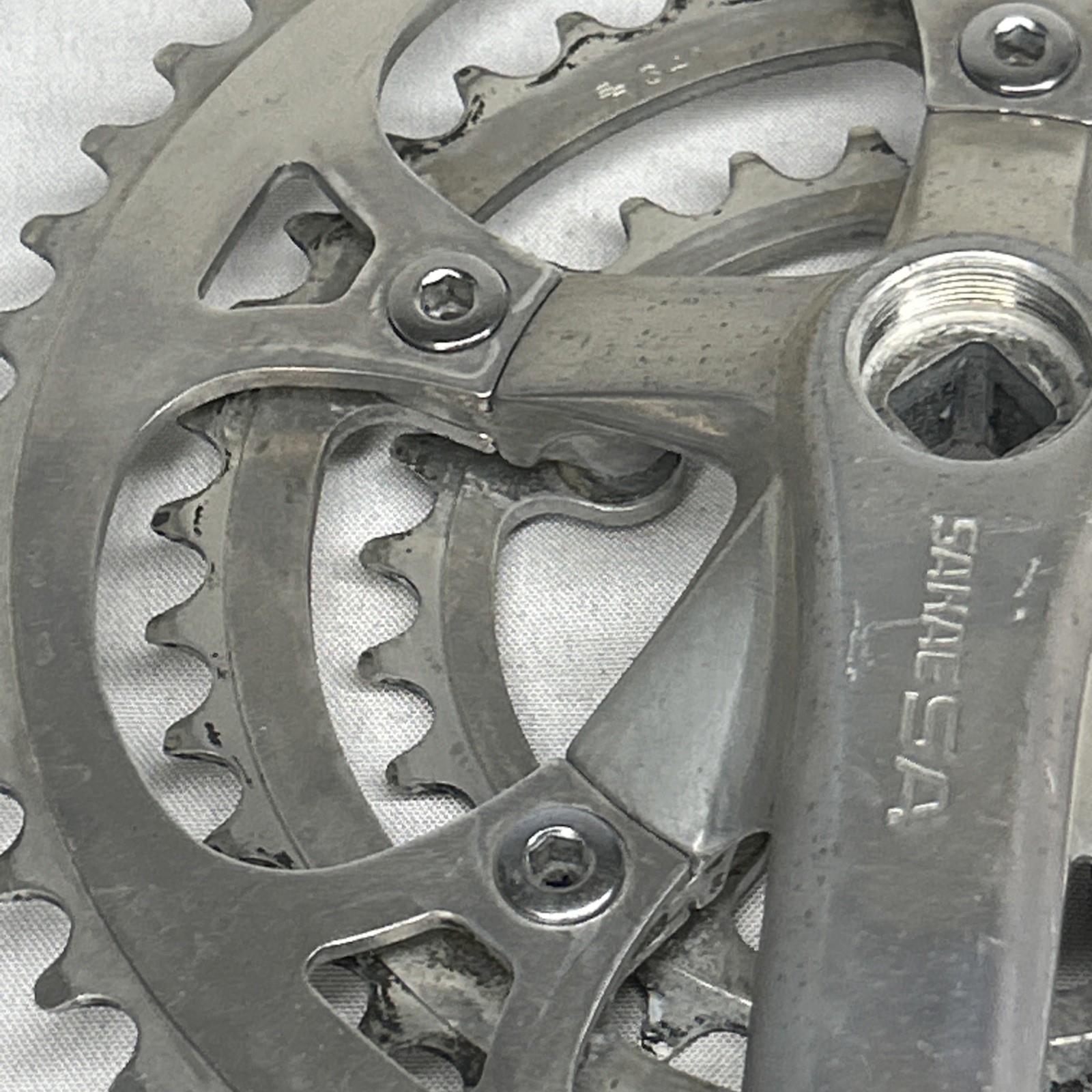 Vintage SR Sakae SA Crankset 175 mm 5-Bolt 110 BCD Square Taper Triple Silver