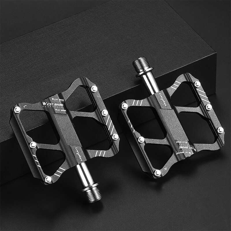 WEST BIKING Ultralight Titanium Bicycle Pedals Road Bike Flat Pedals 3 Bearings
