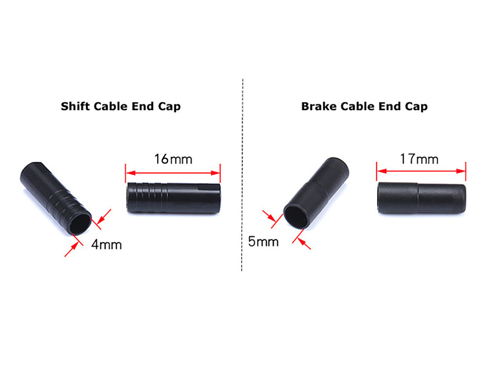 Bicycle Black Plastic Cable Ferrules – 4mm (Shifter) and 5mm (Brake)