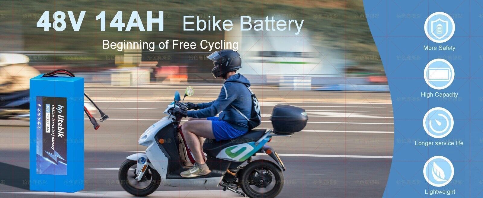 48V 14Ah Lithium ebike Battery for 200W-1500W Bicycle Electric Bike Scooter BMS