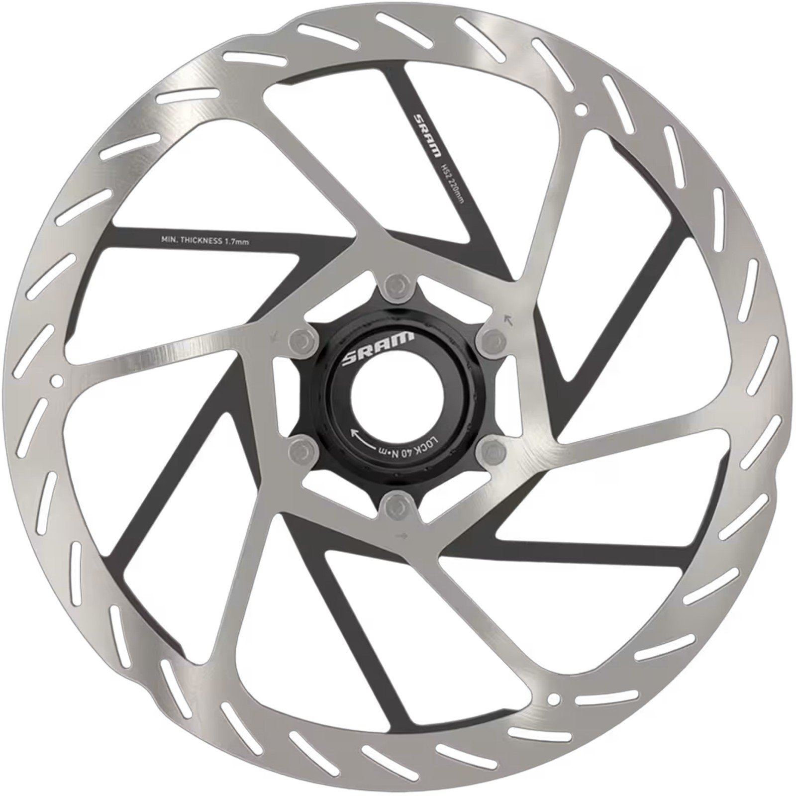 SRAM HS2 Disc Brake Rotor, 220mm, Center Lock, 2mm Thick, Silver/Black