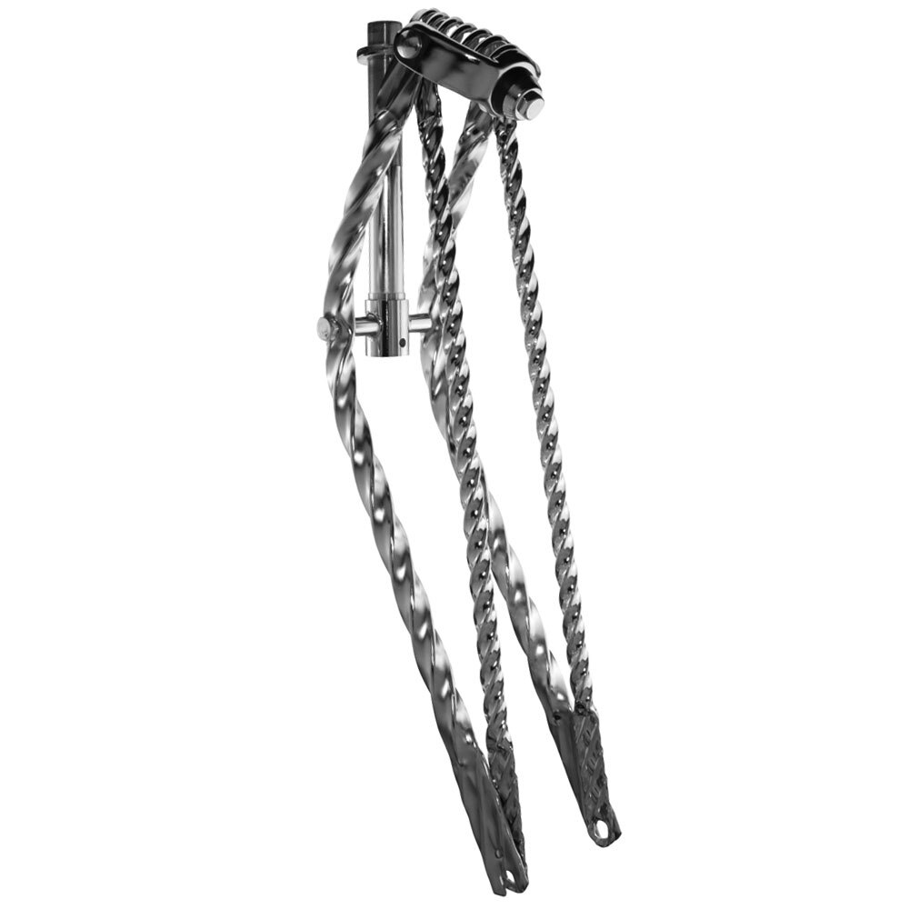VINTAGE 26″ OG LOWRIDER CLASSIC SQUARE TWISTED SPRING FORK 1 INCH CHROME
