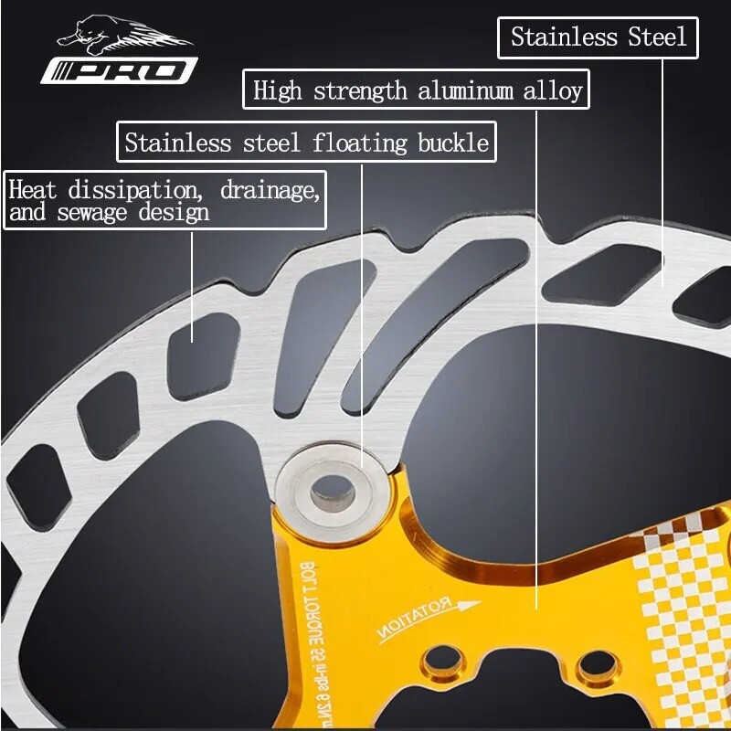 IIIPRO Bicycle Brake Rotor 6 Bolt 140/160/180/203mm MTB Bike Floating Disc Brake