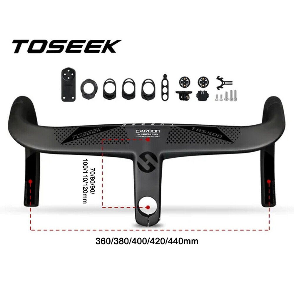 TOSEEK The One Carbon Fiber Road Bicycle Integrated Handlebar 28.6cm 440mm 120cm