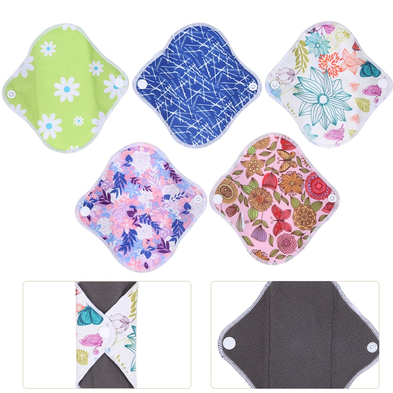 Menstrual Pad Reusable Waterproof Bamboo Charcoal Fiber Cloth Washable Women BEA