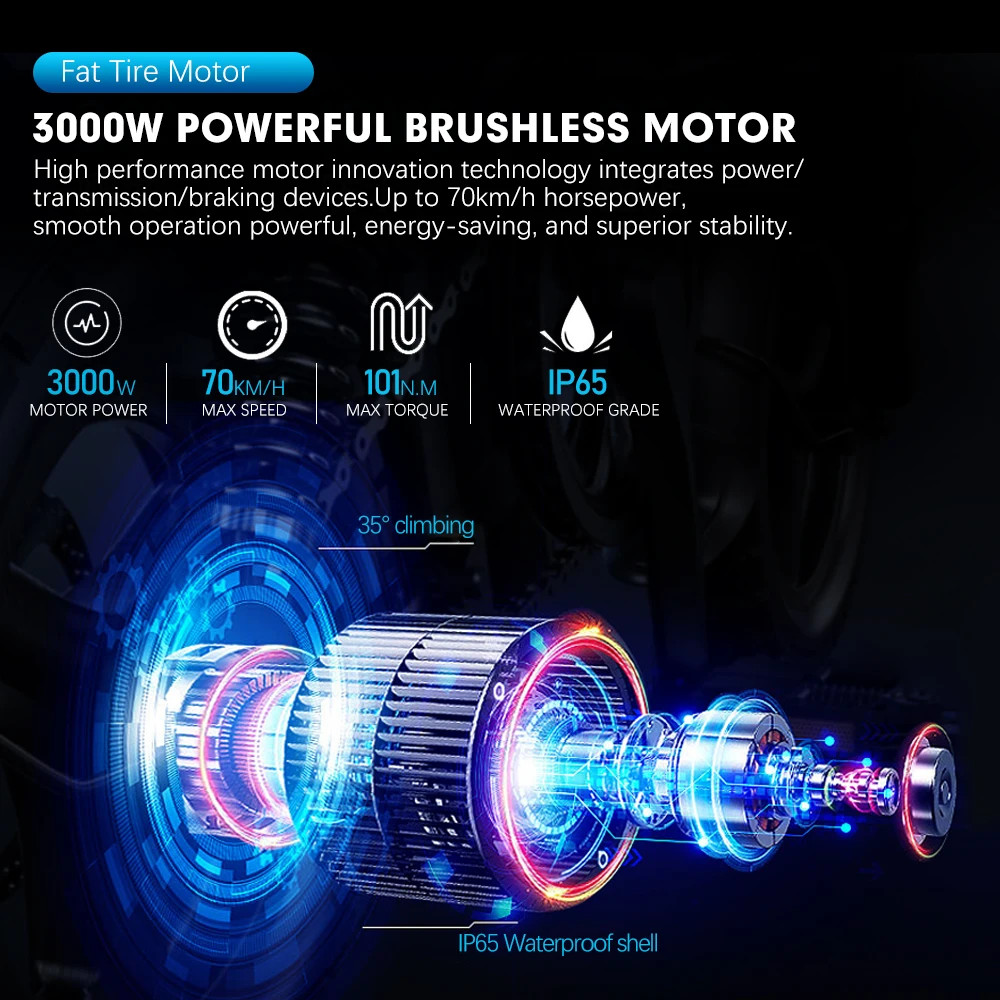 72V 3000W Mountain Electric Bicycle 20 24 26inch Brushless Rear Hub Motor Wheel