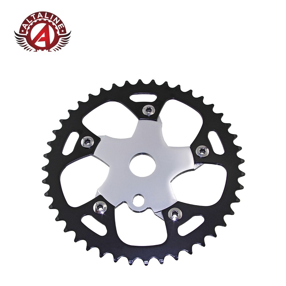 ALTALINE ONE PIECE 44 TEETH ALLOY SPIDER CHAINRING 1/2 X 1/8 BLACK/CHROME.