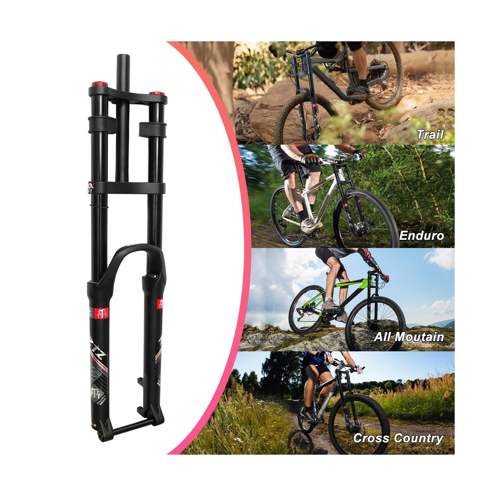 27.5″ Thru Axle Boost Mountain Bike Air Suspension Fork;1-1/8 Straight Steerer