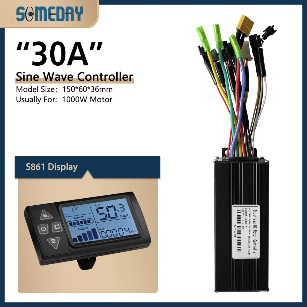 22A E-bike 3 Mode Sinewaves Controller Brushless with Display 36V/48V/52V/60V