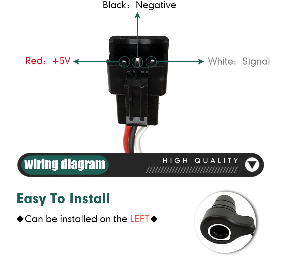 E-bike Left Hand Half Twist Throttle 12V 24V 36V 48V 52V 60V 72V Waterproof Plug