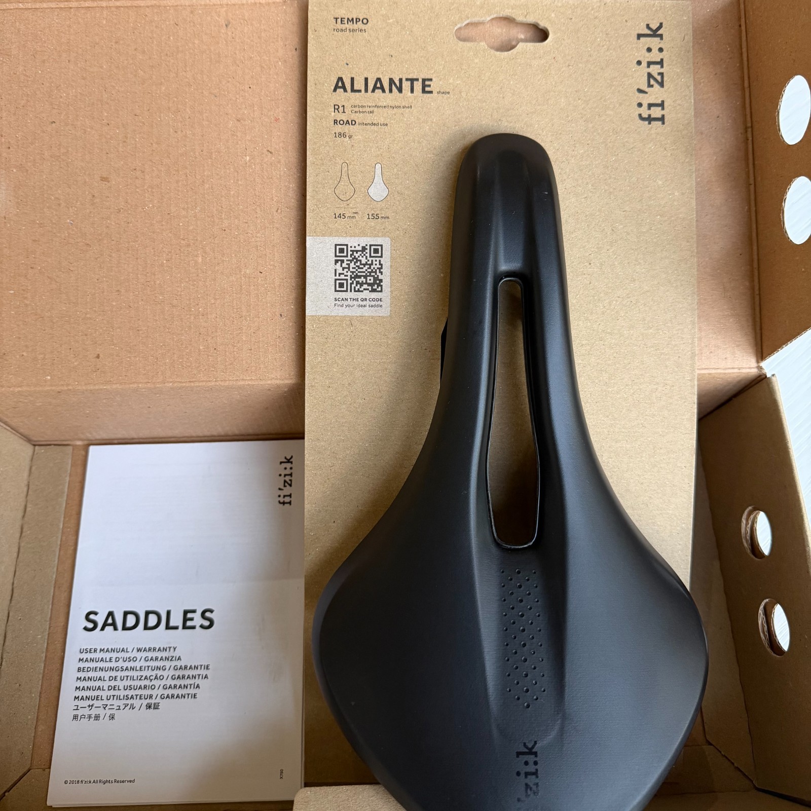 Fizik Tempo Aliante R1 Saddle – Carbon, 155mm, Black