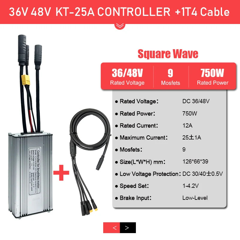 E-bike Controller 36V 48V 15-30A 250W-1000W Ebike Accessories with 1T5 Cable