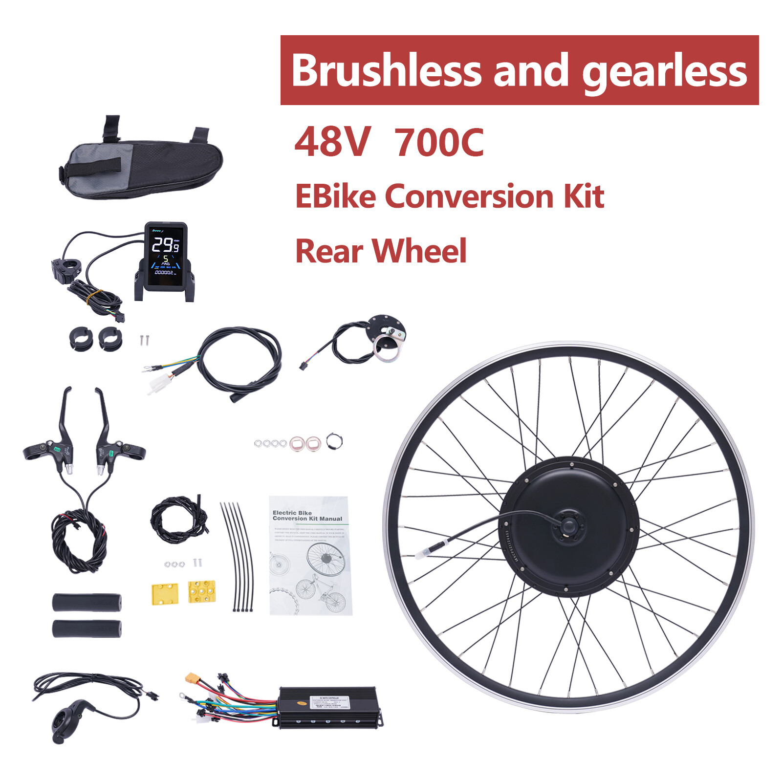 48V 1000W Electric Bike Motor Conversion Kit For 28/29 inch E-Bike Hub wheel
