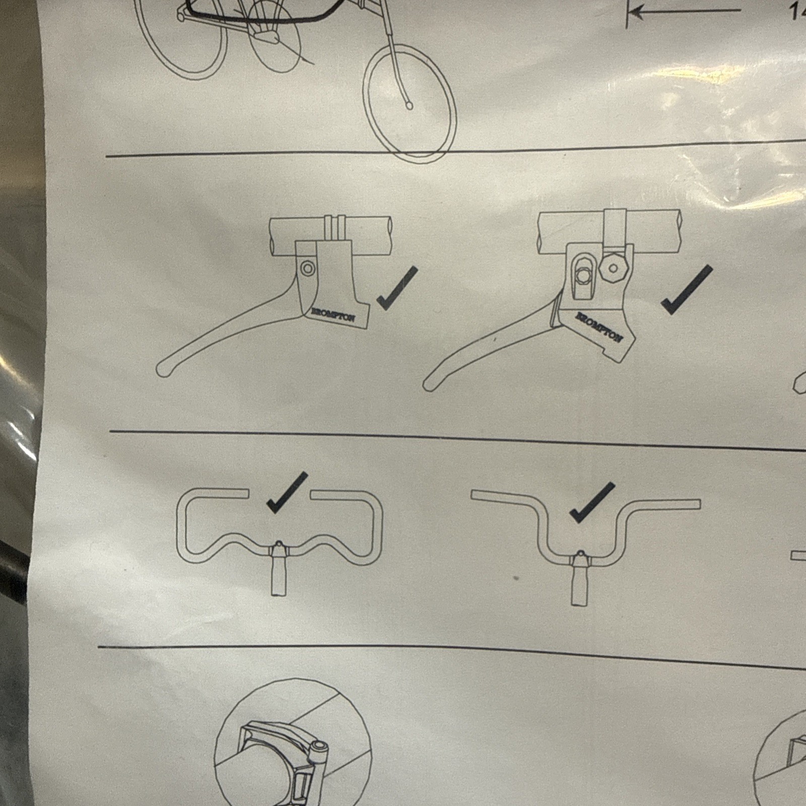 Brompton Rear brake cable for Left lever to Rear brake – long wheel base