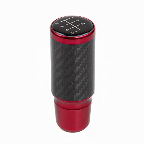 Carbon Fiber Shift Knob 6 Speeds Pattern Modified Carbon Fiber Aluminum Red