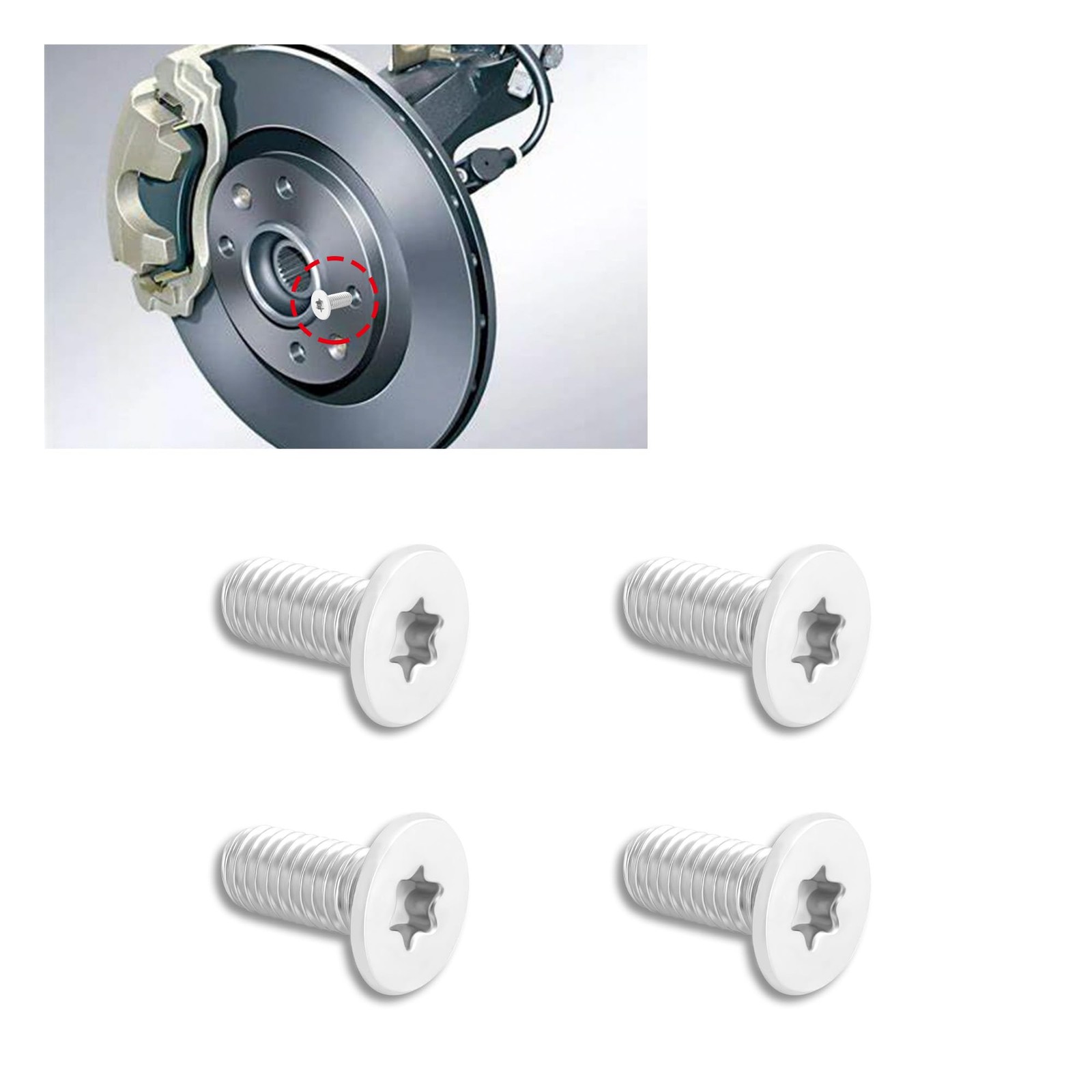 4PCS Brake Rotor Screw Replacement 0.76*0.61*0.30 inch,