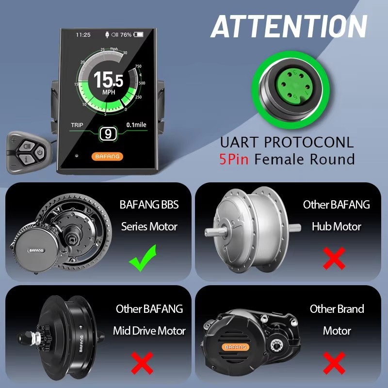 BAFANG LCD color DPC18 Display UART protocol For Bafang Mid Motor BBS01/02/HD