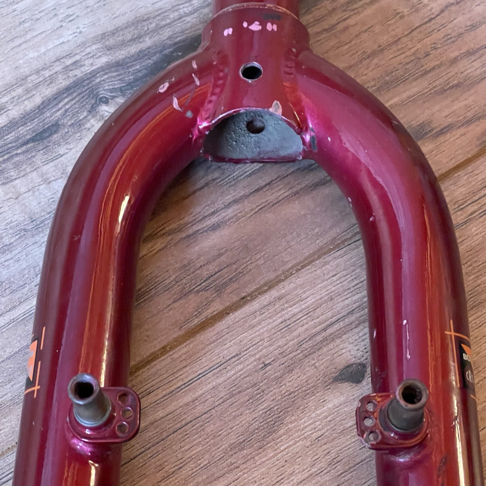 Vintage Chromoly MTB Fork 26 1 1/8 Threaded 136mm 390mm AtoC Dark Red