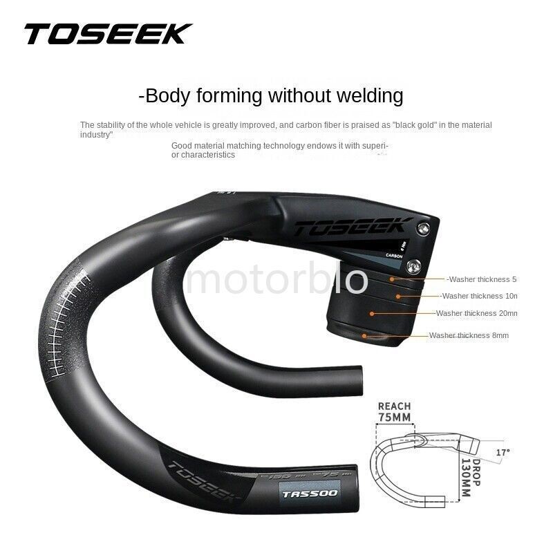 TOSEEK The One Carbon Fiber Road Bicycle Integrated Handlebar 28.6cm 440mm 120cm