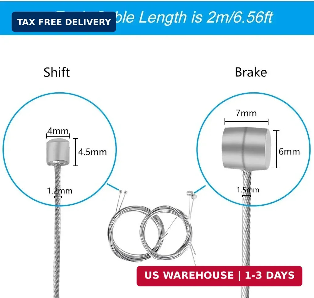 Bike Brake Cable Shifter Cable, Bicycle Gear Cable Wire for Mountain Bike, Bike