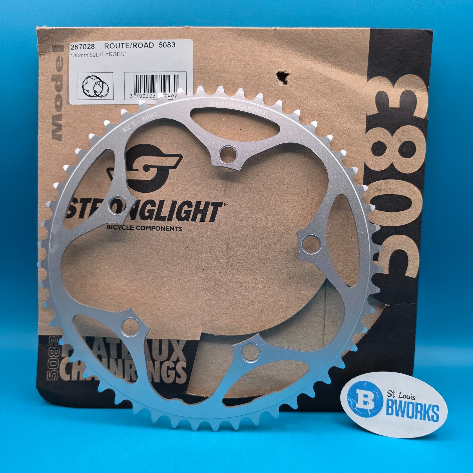 Stronglight 5083 Plateaux Chainring 52 Tooth 130 BCD 5 Bolt NOS France g6