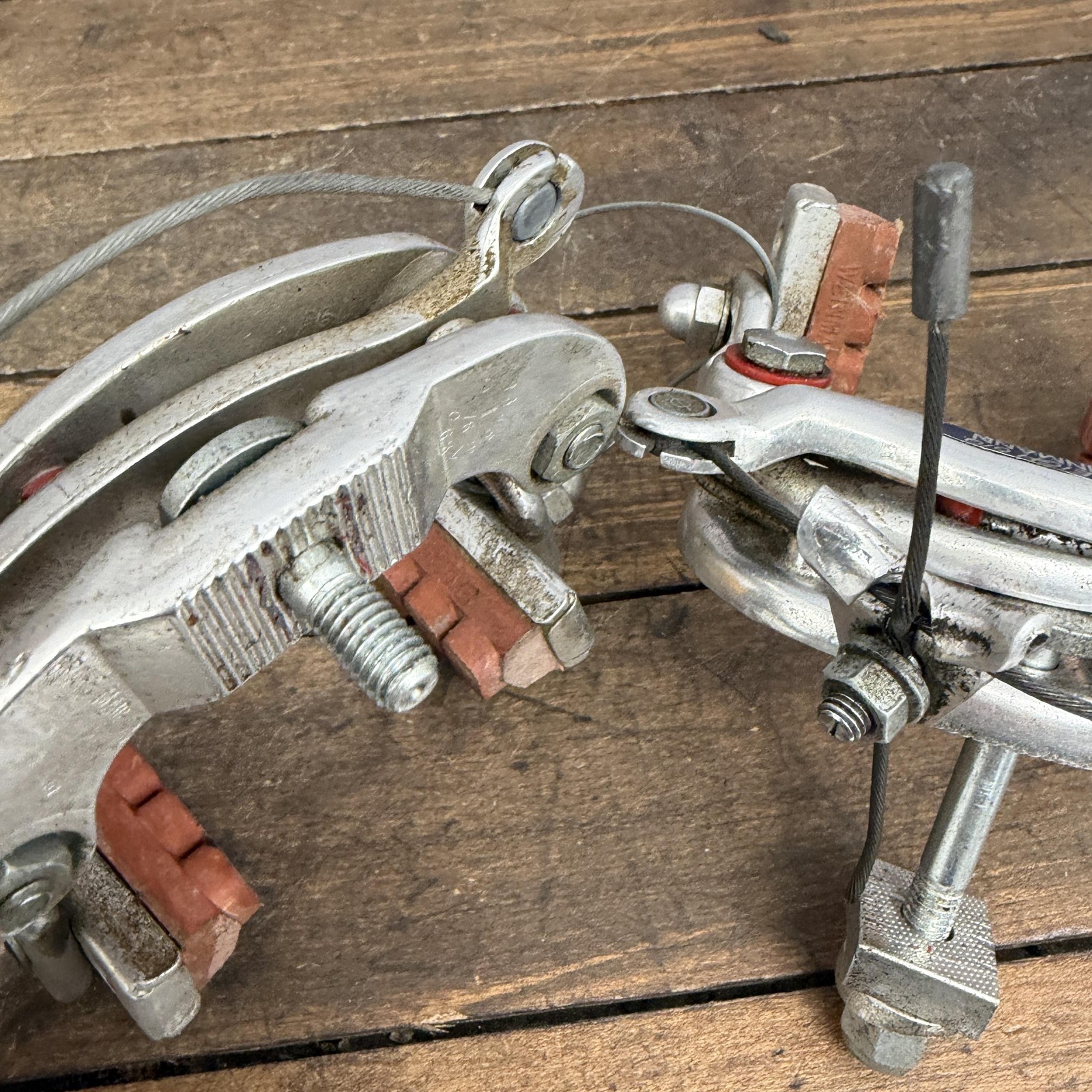 Vintage Raleigh Weinmann Caliper Brakes Set Silver Road Bike Center Pull Blue