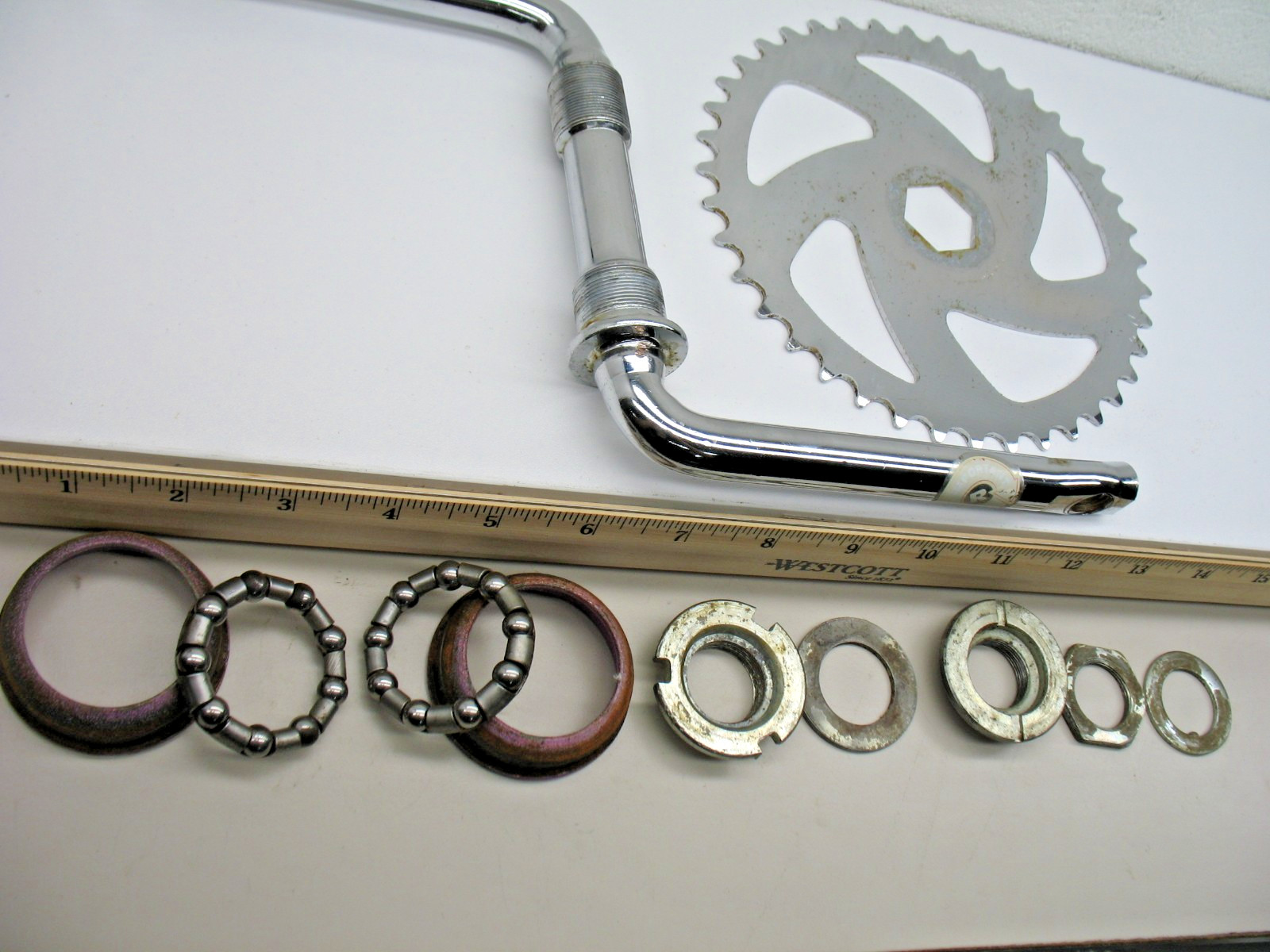 Chrome/Silver Steel Crank 40 Tooth Chainring, 140mm (5-1/2″) with B/B Set-USED