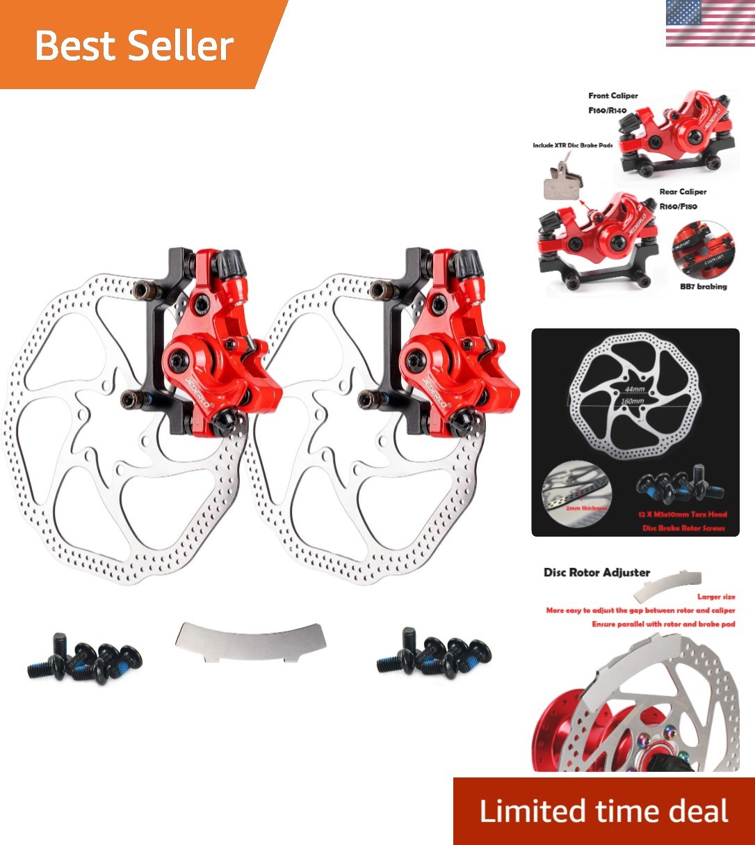 All-in-One Bike Disc Brake Kit – Front & Rear Calipers with Adjustable Mechanism